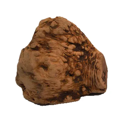 Artificial brown rock ornament with textured surface, suitable for use in aquariums or terrariums as decoration or shelter.