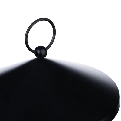 Black metal ring on a conical lid, suitable for product description or design view.