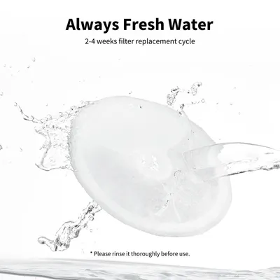 Filter for fresh water with a replacement cycle of 2-4 weeks. Rinse thoroughly before use.