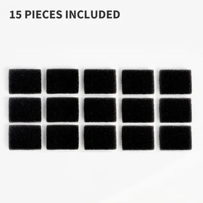 15 schwarze Schaumstoffstücke, rechteckig. Text: '15 Pieces Included'.