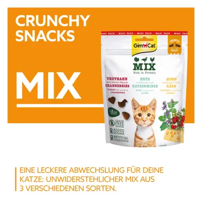 GimCat Crunchy Snacks - Sparpaket: Mix Truthahn, Ente, Huhn (2 x 140 g)