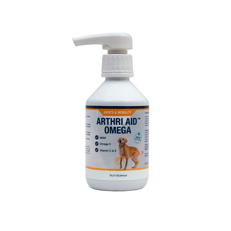 NutriScience Nutriscience Arthriaid Omega Liquid Adult Dry Dog Food pet food packaging