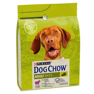 Purina Dog Chow Adult [1+] mit Lamm, 2,5 kg. Ohne künstliche Zusätze, mit natürlichem Präbiotikum.