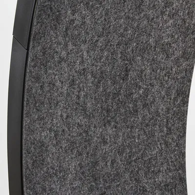 Close-up view of a grey felt surface with a black plastic frame.
