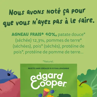 Edgard & Cooper Medium Adulte Chien Agneau sans céréales