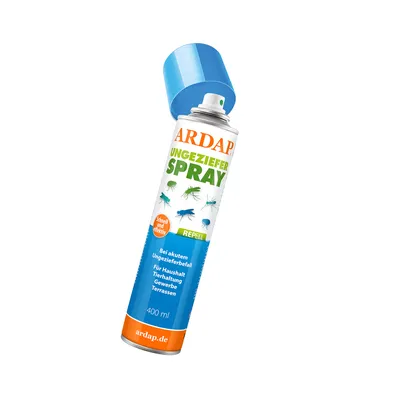 ARDAP Ungezieferspray, 400 ml. Schnell und effektiv gegen akuten Ungezieferbefall. Für Haushalt, Tierhaltung, Gewerbe und Terrassen. Repell-Wirkung.