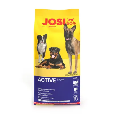 JosiDog Active (25/17) energeticky bohaté krmivo pro aktivní psy, bezlepková receptura, German Quality, čistá hmotnost 15 kg.