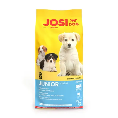 JosiDog Junior храна за подрастващи кучета от всички породи. German Quality. Съотношение протеин-мазнини 25/13. Опаковка 15 кг.