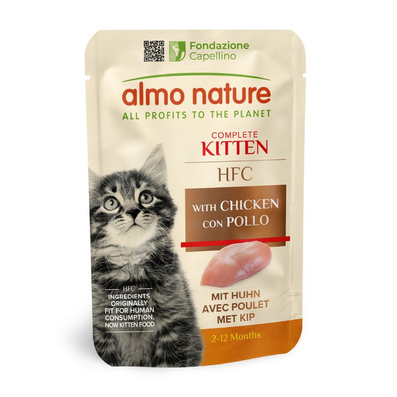 Almo Nature HFC Kitten con Pollo 6 x 55 g Alimento umido per gatti