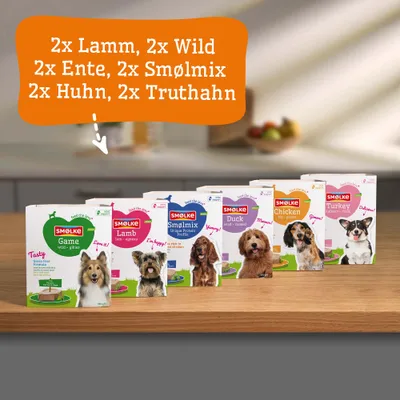 Smølke Steamed Meals 12 x 395 g - Varietäten-Mix (6 Sorten)