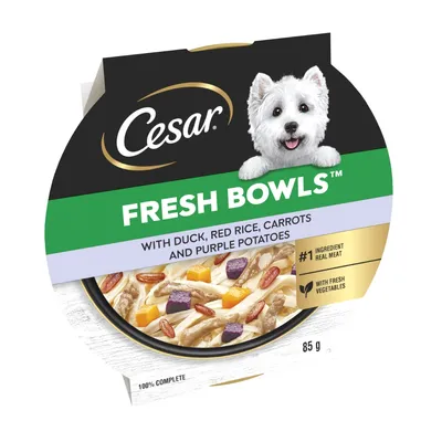 Cesar Fresh Bowls in Gravy 10 x 85g - Duck with Red Rice, Carrots & Purple Potatoes