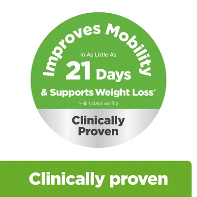 Improves mobility in just 21 days and supports weight loss. Clinically proven. Hill’s data available.