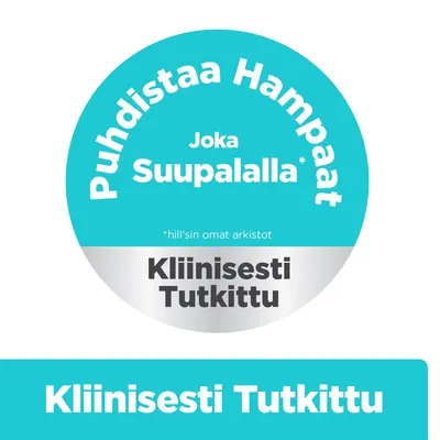Puhdistaa hampaat jokaisella suupalalla. Kliinisesti tutkittu. *hill’sin omat arkistot Puhdistaa hampaat jokaisella suupalalla. Kliinisesti tutkittu. *hill’sin omat arkistot