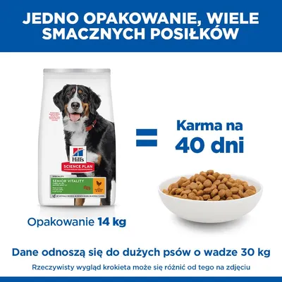 Hill's Science Plan Senior Vitality Mature Adult 6+ Large, z kurczakiem Hill's Science Plan Senior Vitality Mature Adult 6+ Large, z kurczakiem