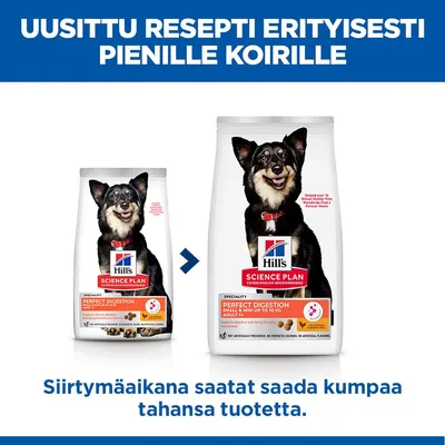 Hill's Science Plan Perfect Digestion Adult 1+ Small & Mini kana & ruskea riisi Hill's Science Plan Perfect Digestion Adult 1+ Small & Mini kana & ruskea riisi
