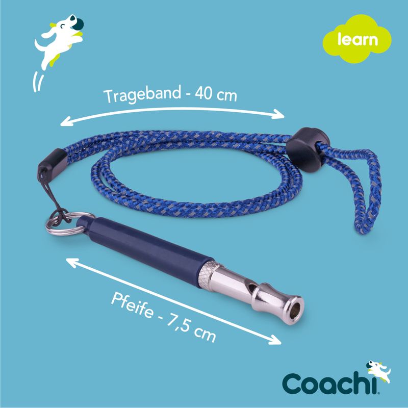 Coachi Hundepfeife mit Trageband, Länge des Bands: 40 cm, Länge der Pfeife: 7,5 cm. Geeignet für Trainingszwecke.
