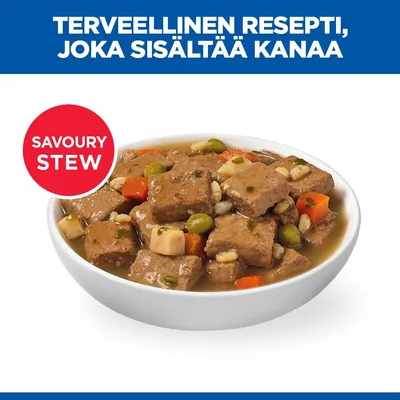 Kulhollinen muhennosta, Teksti: Terveellinen resepti, joka sisältää kanaa. Savoury Stew. Kulhollinen muhennosta, Teksti: Terveellinen resepti, joka sisältää kanaa. Savoury Stew.