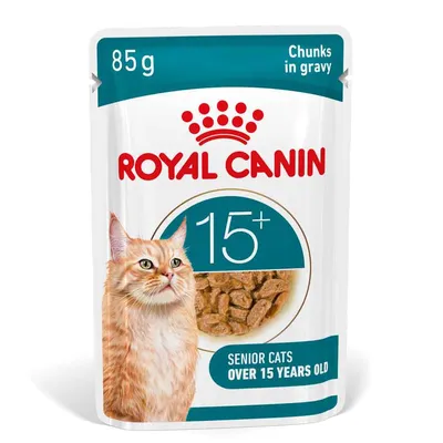 Royal Canin 15+ Stukjes in Saus, 85 g. Voor senior katten ouder dan 15 jaar.