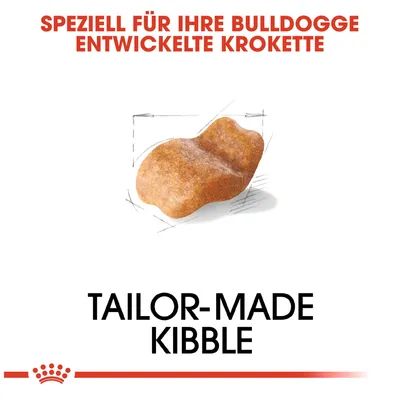 Speziell für Bulldoggen entwickelte Kroketten. Tailor-made Kibble.
