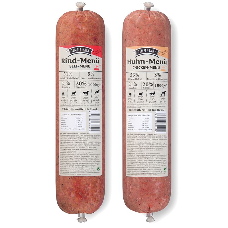 SIMPLE BARF Menüs Rind & Huhn-Paket