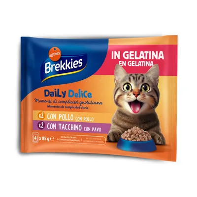 Brekkies Daily Delice Adult Cat 80 x 85 g - Mix in Gelee (4 Sorten gemischt)
