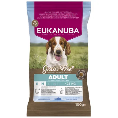 Eukanuba Grain Free Adult Small & Medium с морска риба Eukanuba Grain Free Adult Small & Medium с морска риба