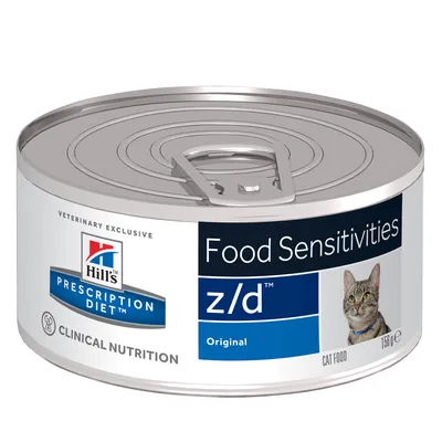 Hill's Prescription Diet z/d Original -kissanruoka ruoka-aineyliherkkyyksiin, 156 g tölkki. Vain eläinlääkäreiltä saatava kliininen ravinto.