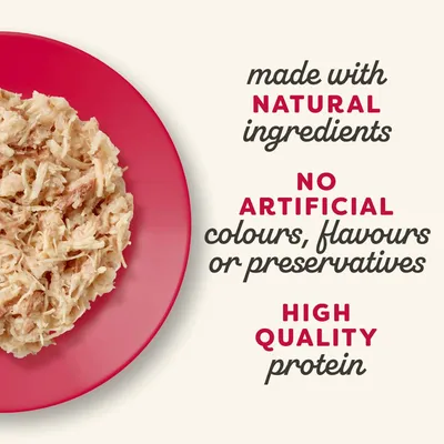 Made with natural ingredients, no artificial colours, flavours or preservatives, high quality protein.