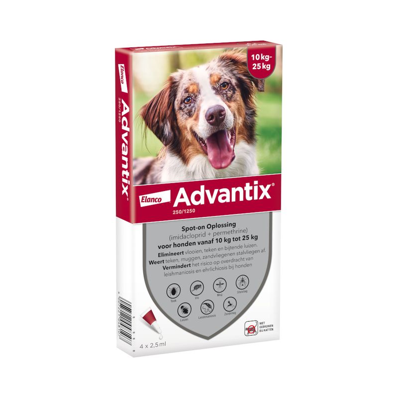 Advantix® 250/1250 Spot-On Solution voor Honden 10 - 25 kg