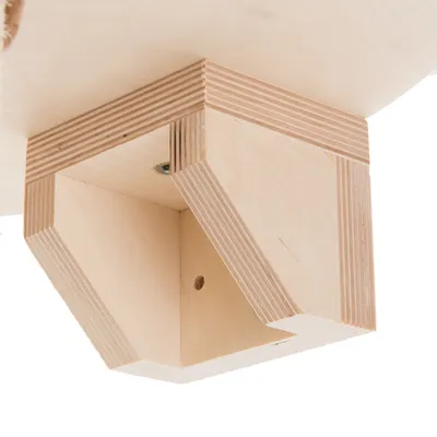 Close-up view of a plywood holder with screw mounting, suitable for furniture or accessory installation.