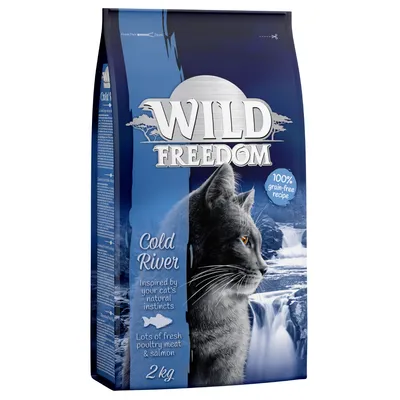 Wild Freedom Cold River kissanruoka, 100 % viljaton resepti, tuoretta siipikarjanlihaa ja lohta, 2 kg pakkaus.