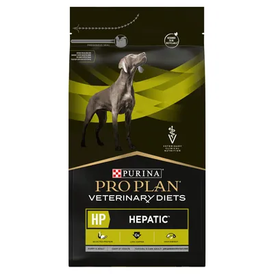 Purina Pro Plan Veterinary Diets HP Hepatic dry food with selected protein, low copper and high energy. Designed to be recyclable. Suitable for puppy and adult.