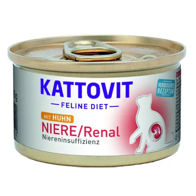 Kattovit Feline Diet mit Huhn, Niere/Renal für Katzen mit Niereninsuffizienz. Verbesserte Rezeptur.