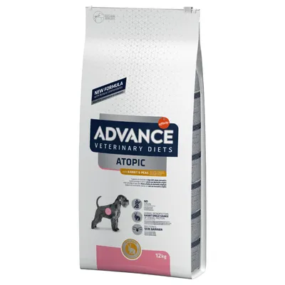 Advance Veterinary Diets Atopic z królikiem i groszkiem, 12 kg. Nowa formuła z naturalnymi przeciwutleniaczami. Wspiera barierę skórną, bez zbóż.