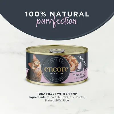 Encore Cat Tin 16 x 70g - Tuna Fillet with Shrimp Encore Cat Tin 16 x 70g - Tuna Fillet with Shrimp