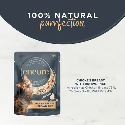 Encore Cat Broth Pouch 16 x 70g - Chicken with Brown Rice Encore Cat Broth Pouch 16 x 70g - Chicken with Brown Rice