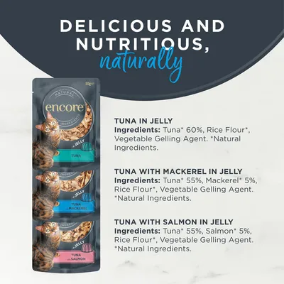 Encore Cat Jelly Pouch Multipack 20 x 50g - Fish Selection (3 Varieties)