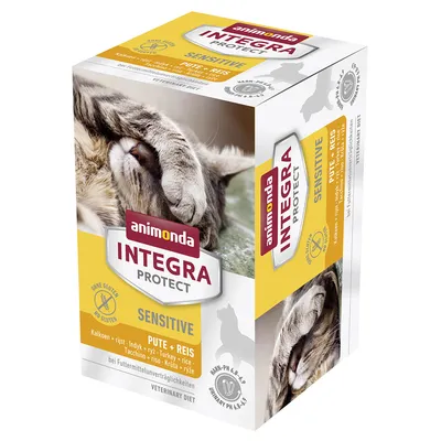 Animonda Integra Protect Sensitive γαλοπούλα + ρύζι, χωρίς γλουτένη, για γάτες με τροφικές δυσανεξίες. Veterinary Diet με pH ούρων 6,5-6,4.