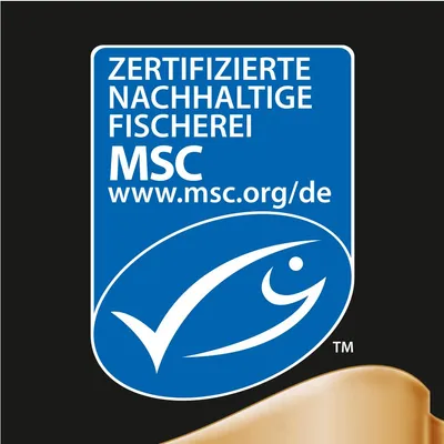 ZERTIFIZIERTE NACHHALTIGE FISCHEREI MSC www.msc.org/de – teksti saksaksi MSC-sertifikaattilaatassa