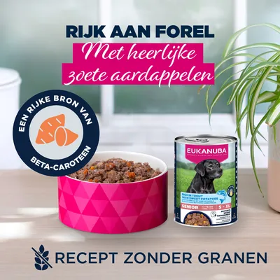 Eukanuba Senior Rijk aan forel met zoete aardappelen