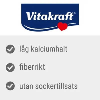 Vitakraft. låg kalciumhalt, fiberrikt, utan socker­tillsats