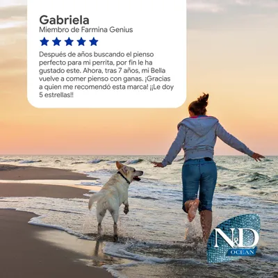 Valoración de cliente por Gabriela, miembro de Farmina Genius: Tras años de búsqueda, su perro finalmente disfrutó el alimento. Otorga 5 estrellas y agradece la recomendación. Valoración de cliente por Gabriela, miembro de Farmina Genius: Tras años de búsqueda, su perro finalmente disfrutó el alimento. Otorga 5 estrellas y agradece la recomendación.