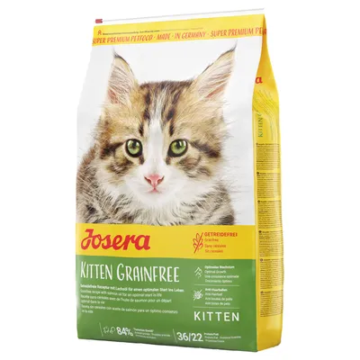 Josera Kitten Grainfree, getreidefreies Katzenfutter für optimales Wachstum und Anti-Haarballen-Effekt. Made in Germany. Rezept mit Lachsöl für einen optimalen Start ins Leben.