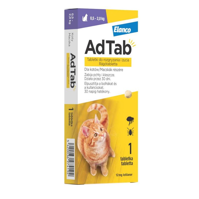 AdTab™ tabletka do rozgryzania i żucia przeciw pchłom i kleszczom dla kotów