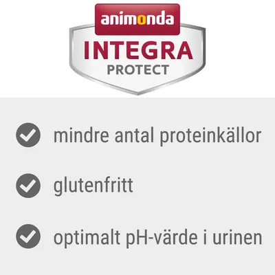 animonda INTEGRA PROTECT: mindre antal proteinkällor, glutenfritt, optimalt pH-värde i urinen