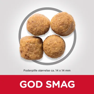 Fire foderpiller, tekst: Foderpille størrelse ca. 14 × 14 mm, GOD SMAG