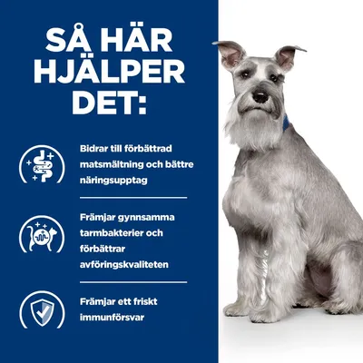 Så här hjälper det: Bidrar till förbättrad matsmältning och bättre näringsupptag, främjar gynnsamma tarmbakterier och avföringskvalitet, främjar ett friskt immunförsvar.