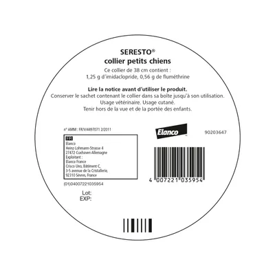 Collier antiparasitaire Seresto® pour chien