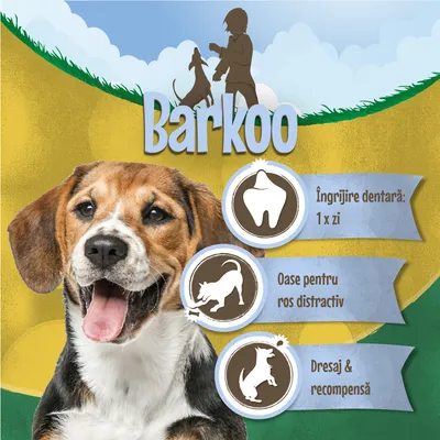 Barkoo. Îngrijire dentară: 1 x zi. Oase pentru ros distractiv. Dresaj & recompensă.