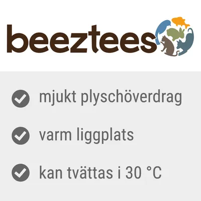 beezees, mjukt plyschöverdrag, varm liggplats, kan tvättas i 30 °C